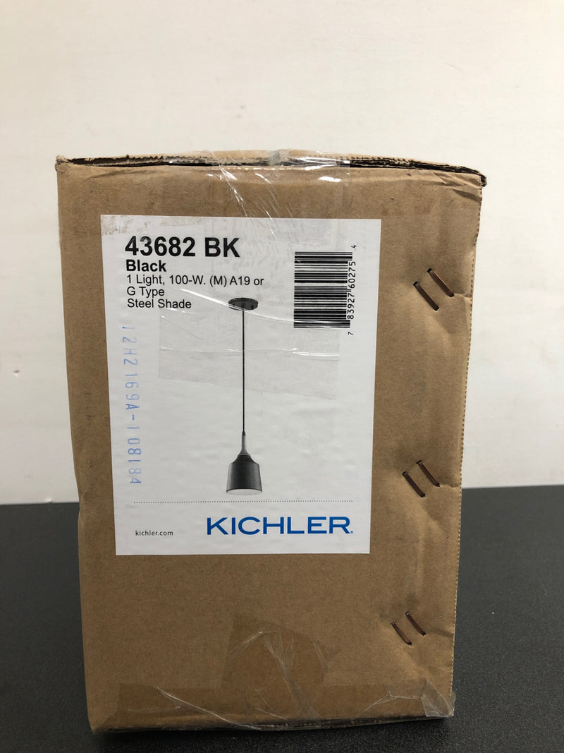 Kichler 43682BK Danika Single Light 5" Wide Mini Pendant with Wood Accent - Black