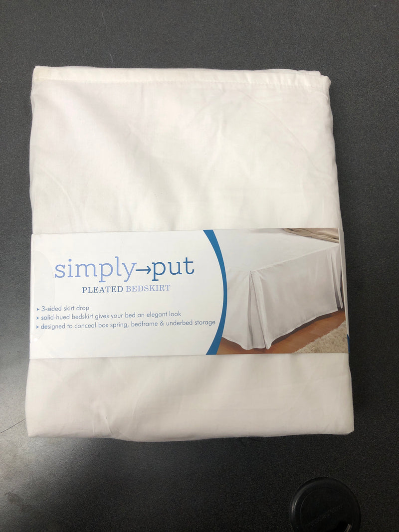 Simply put cotton blend percale pleated bedskirt queen white