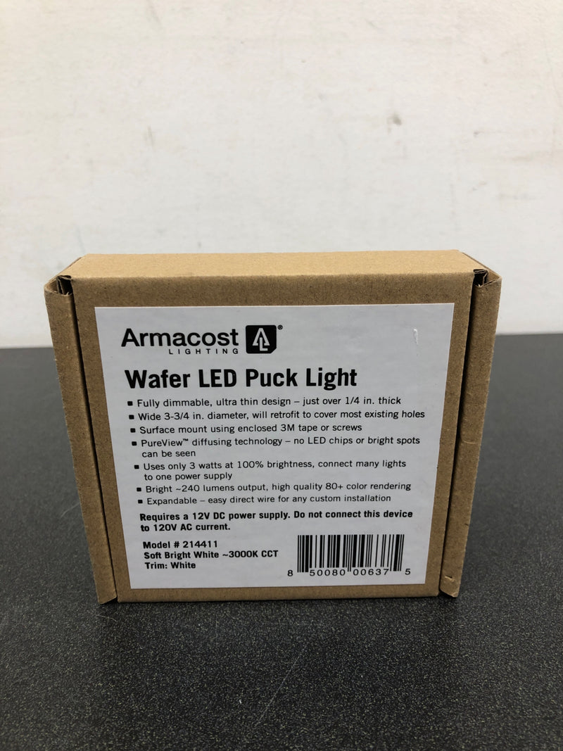 Armacost lighting 214411 Wafer Thin LED Puck Light Soft White Gloss White Finish