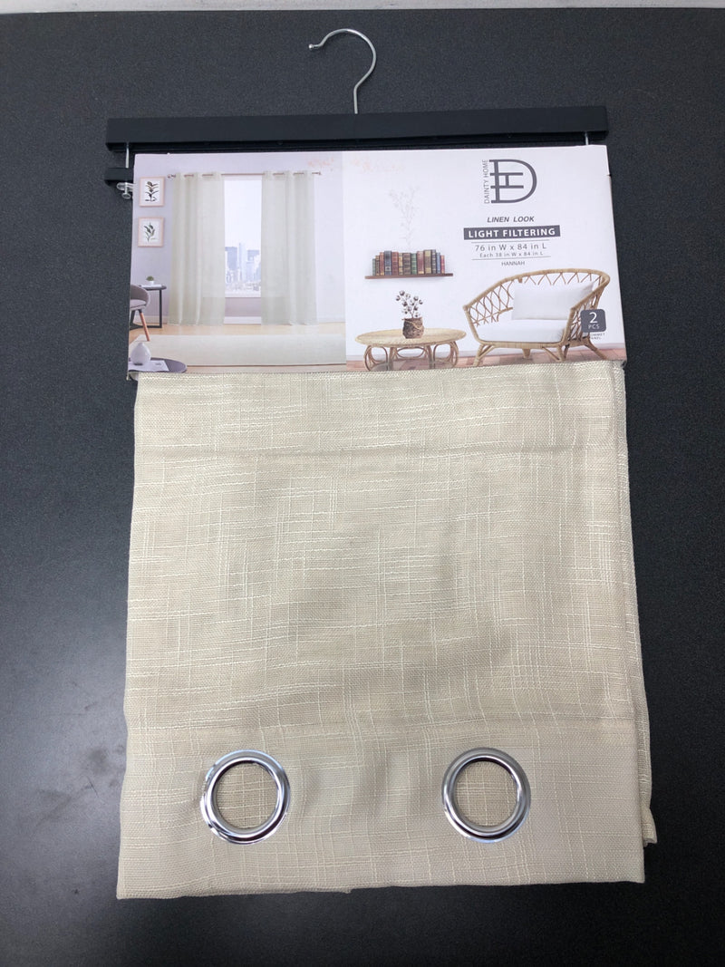 Dainty home HAN7684TA Taupe Linen Grommet Sheer Curtain - 38 in. W x 84 in. L (Set of 2)