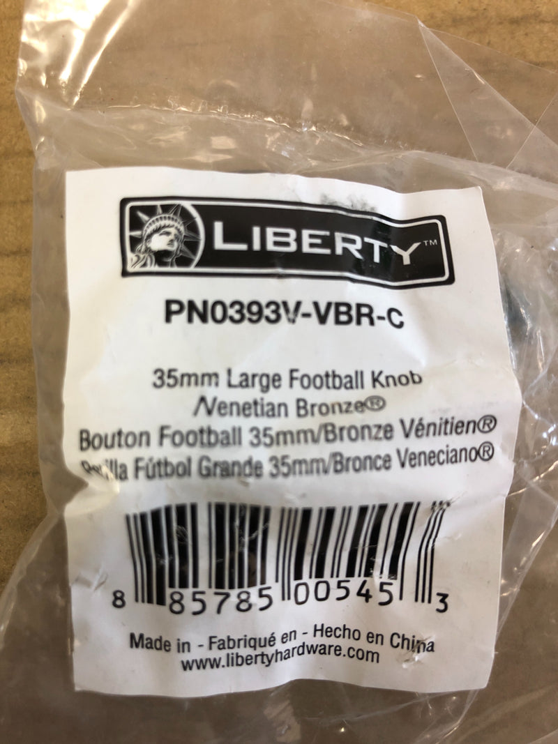 Liberty Modern Essentials 1-3/8 in. (35mm) Venetian Bronze Football Shaped Cabinet Knob