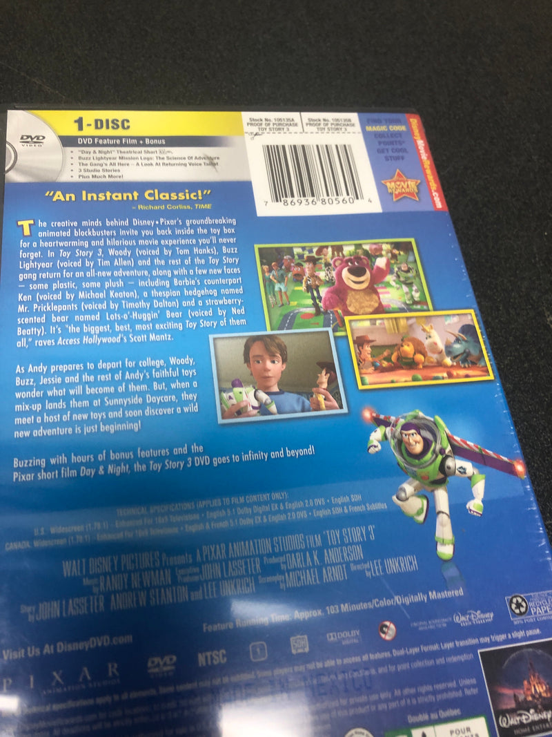 Buena vista home entertainment, toy story 3 (dvd, 2010) widescreen