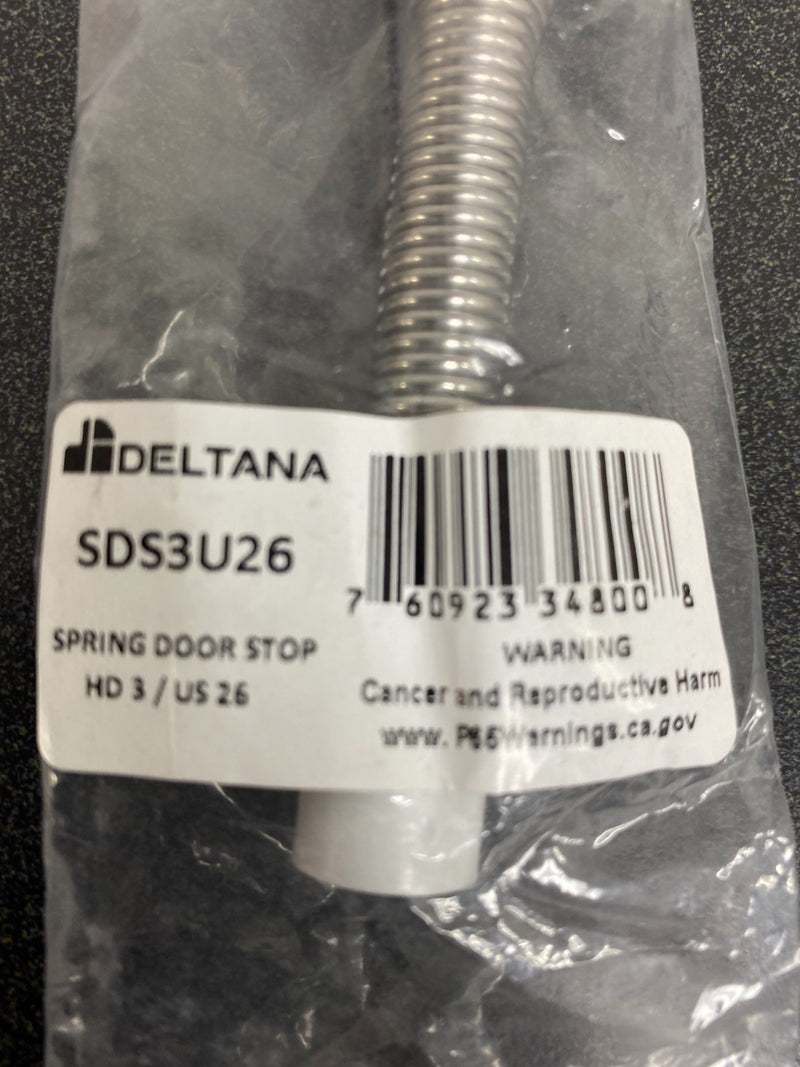 Deltana SDS3U26 Steel 3" Projection Spring Style Baseboard Door Bumper / Door Stop - Polished Chrome