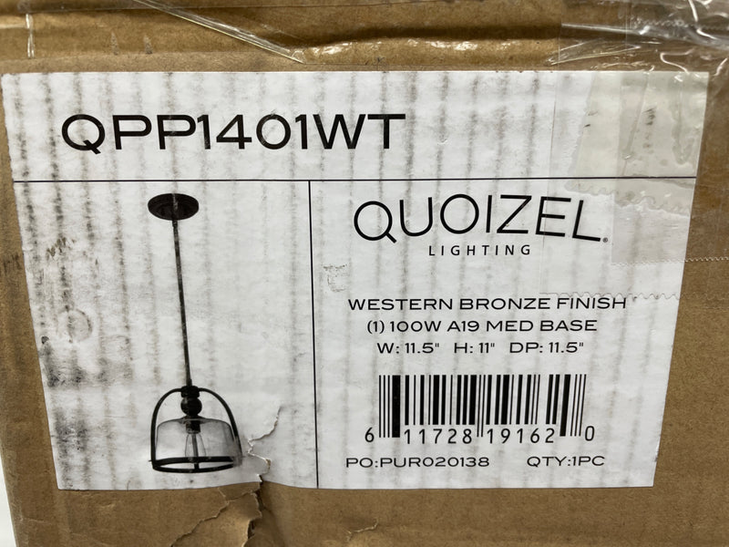 Quoizel QPP1401WT Piccolo 1 Light Full Sized Pendant with Clear Glass and Vintage Edison Bulb - Western Bronze