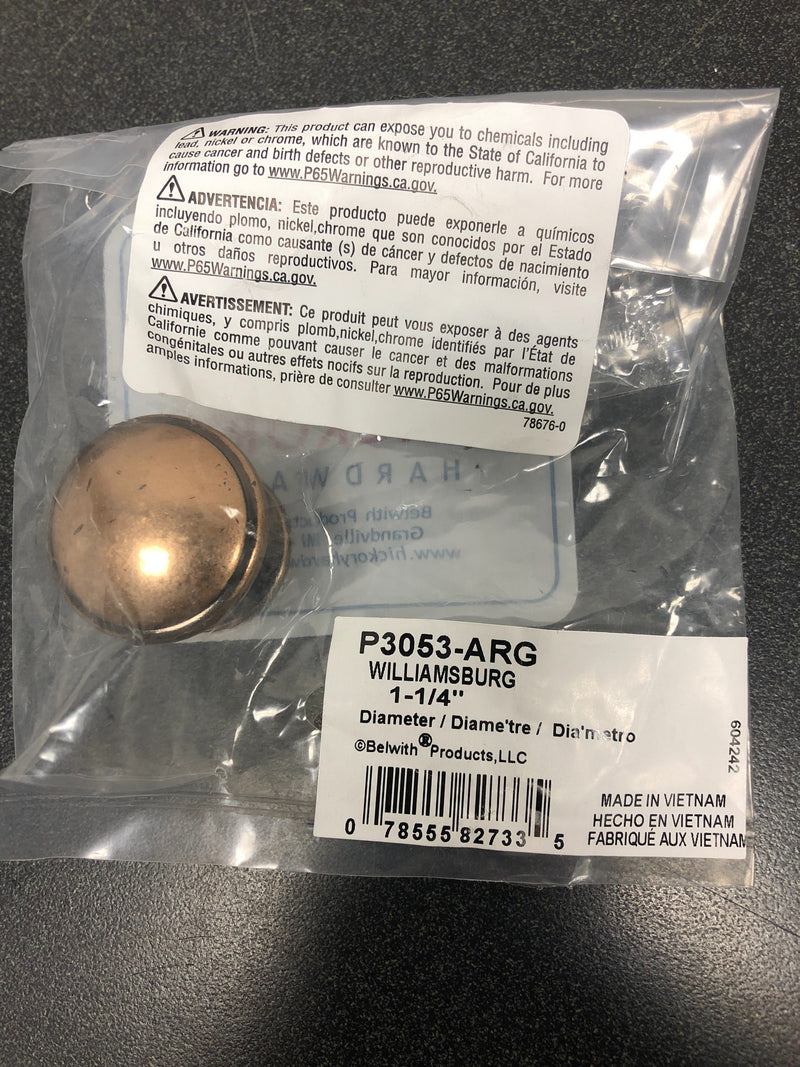 Hickory Hardware P3053-ARG Williamsburg 1-1/4 Inch Mushroom Cabinet Knob - Antique Rose Gold