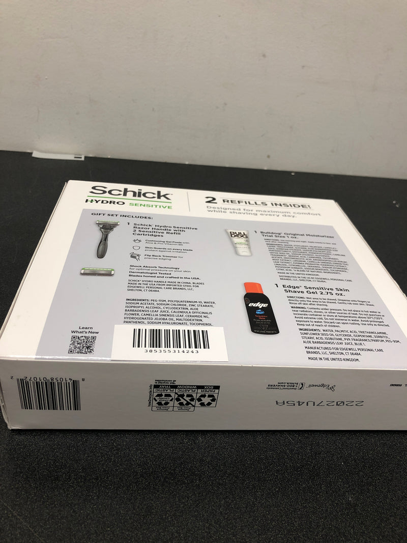 Schick Hydro Sensitive Gift Set - 2 Refills! Bulldog Moisturizer +Edge Shave Gel