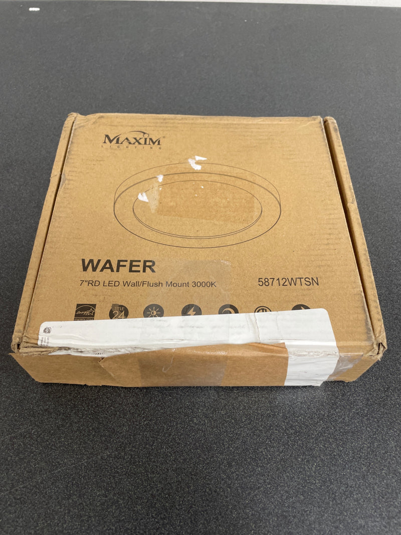 Maxim 58712WTSN Wafer 7" Indoor / Outdoor LED Ceiling Light - 3000K - Satin Nickel