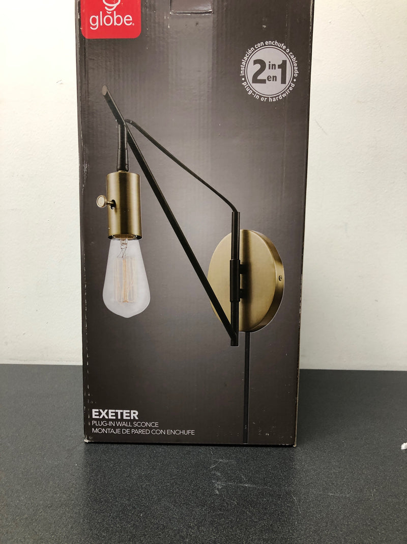 Globe Electric 51343 Novogratz Exeter Single Swing Arm Wall Sconce - Plug-in or Hardwire Capable - Bronze