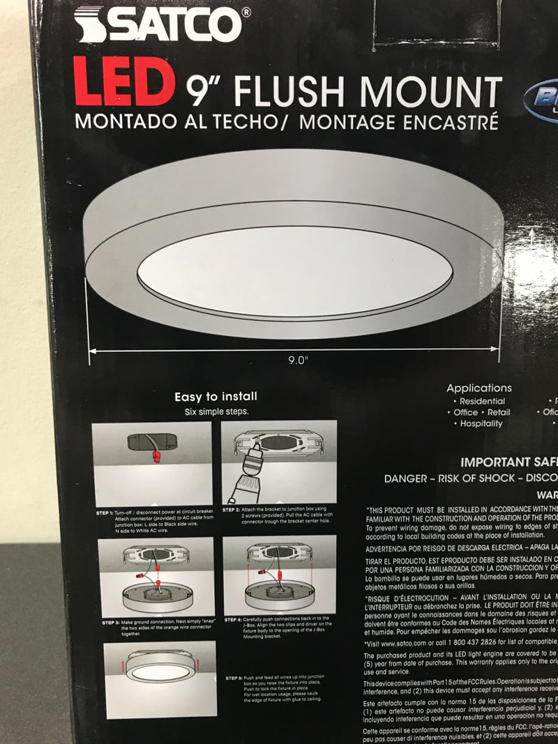 Satco Lighting 9" Wide Integrated LED Flush Mount Round Drum Ceiling Fixture - 3000K