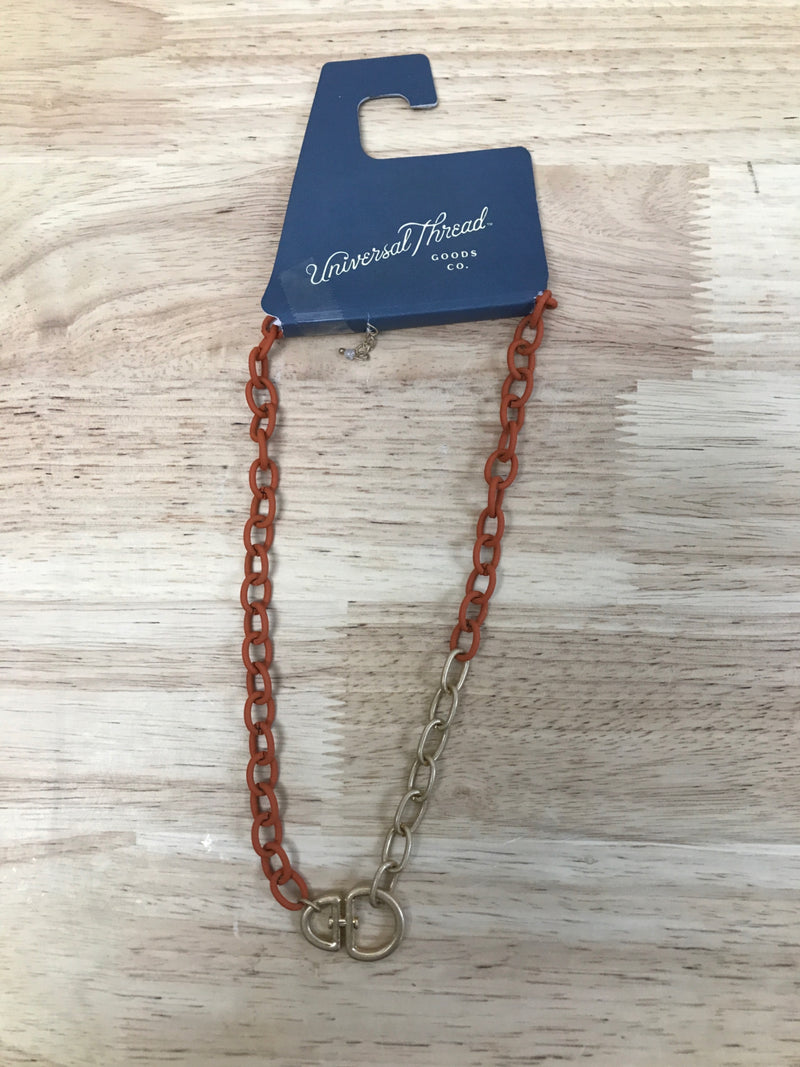 Chunky diamond shape tubular link chain necklace - universal thread™ orange