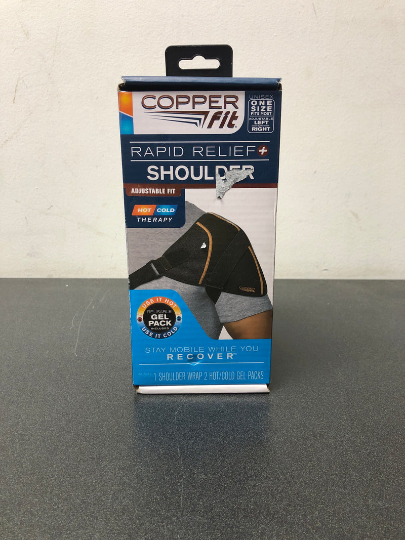 Copper fit CFRRSHD Copper Infused Adjustable Compression Shoulder Wrap with Gel Pack in Black