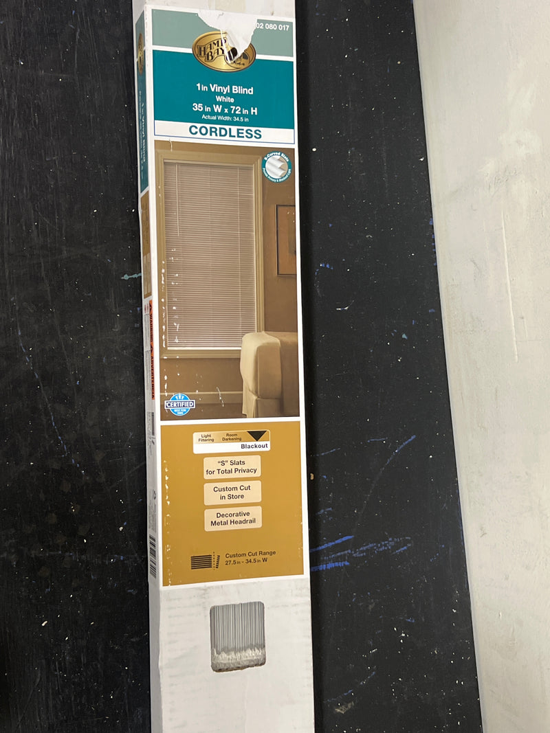 Hampton bay 10793478353408 White Cordless Blackout 1 in. Vinyl Mini Blind for Window or Door - 35 in. W x 72 in. L