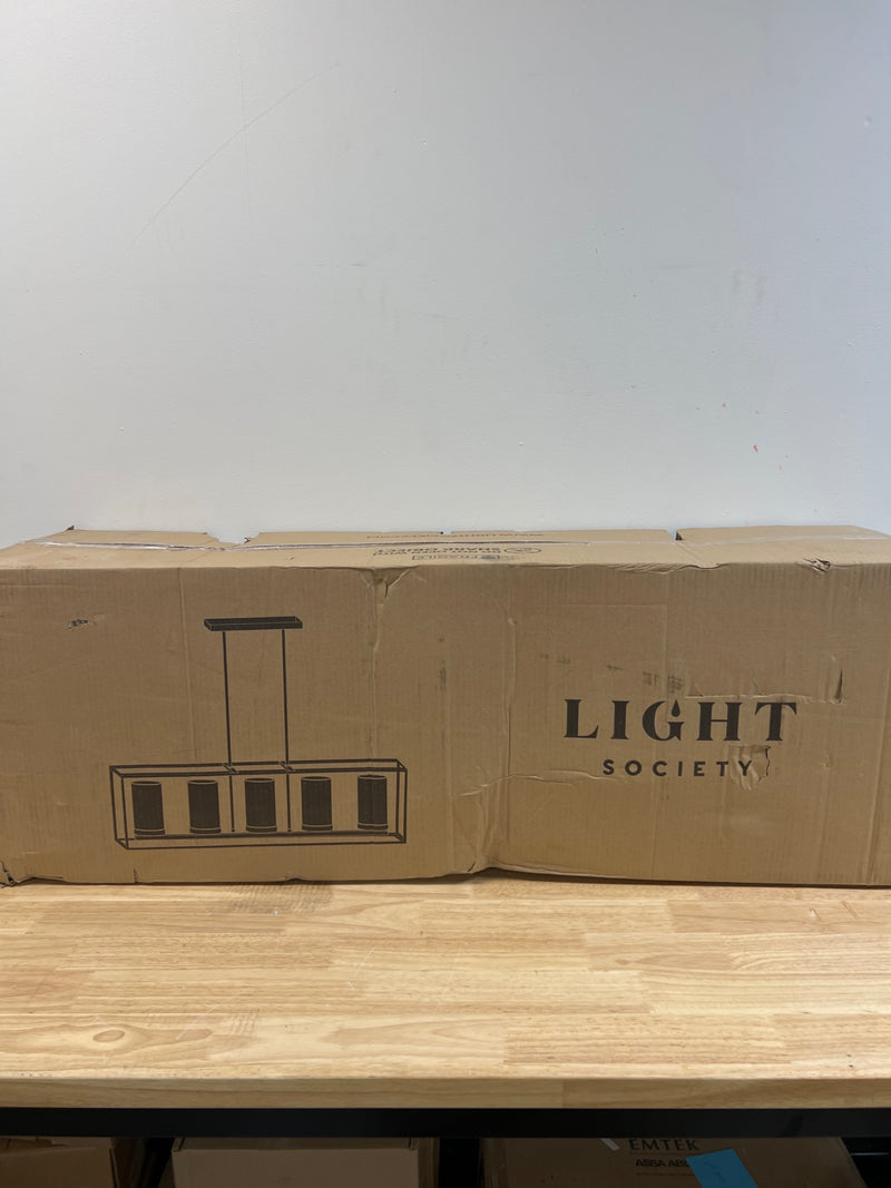 Light society LS-C314-BK-CL Dahlia 5-Light Black Chandelier / Island Light with Clear Glass Shades