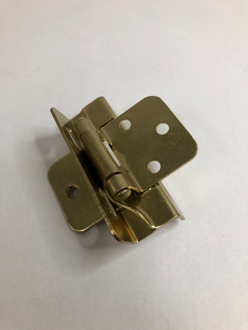 Hickory Hardware P60010F-3 1/4 Inch Overlay Surface Self-Closing Part Wrap Cabinet Door Hinge (Package of 2) - Polished Brass