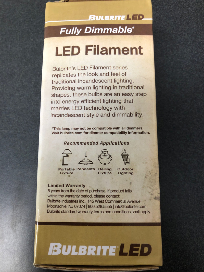 Bulbrite 776767 - led8st18/27k/fil/3/ja8 edison style antique filament led light bulb
