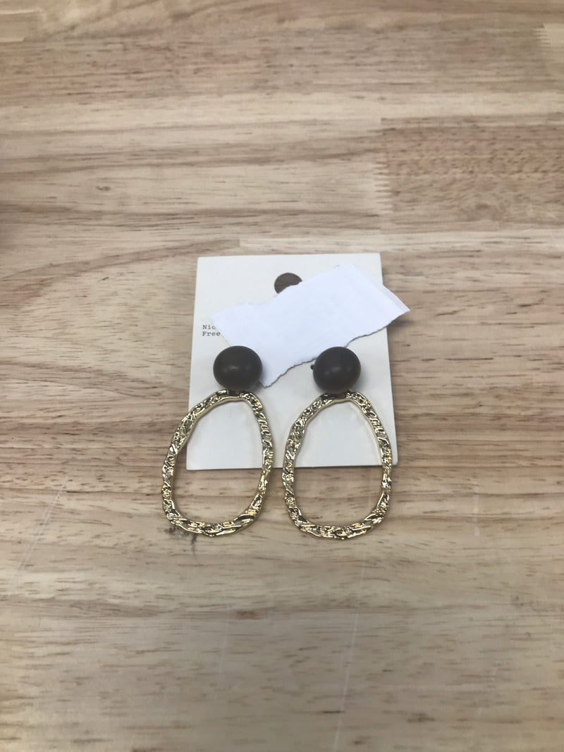Post with organic gold drop earrings - a new day™ brown