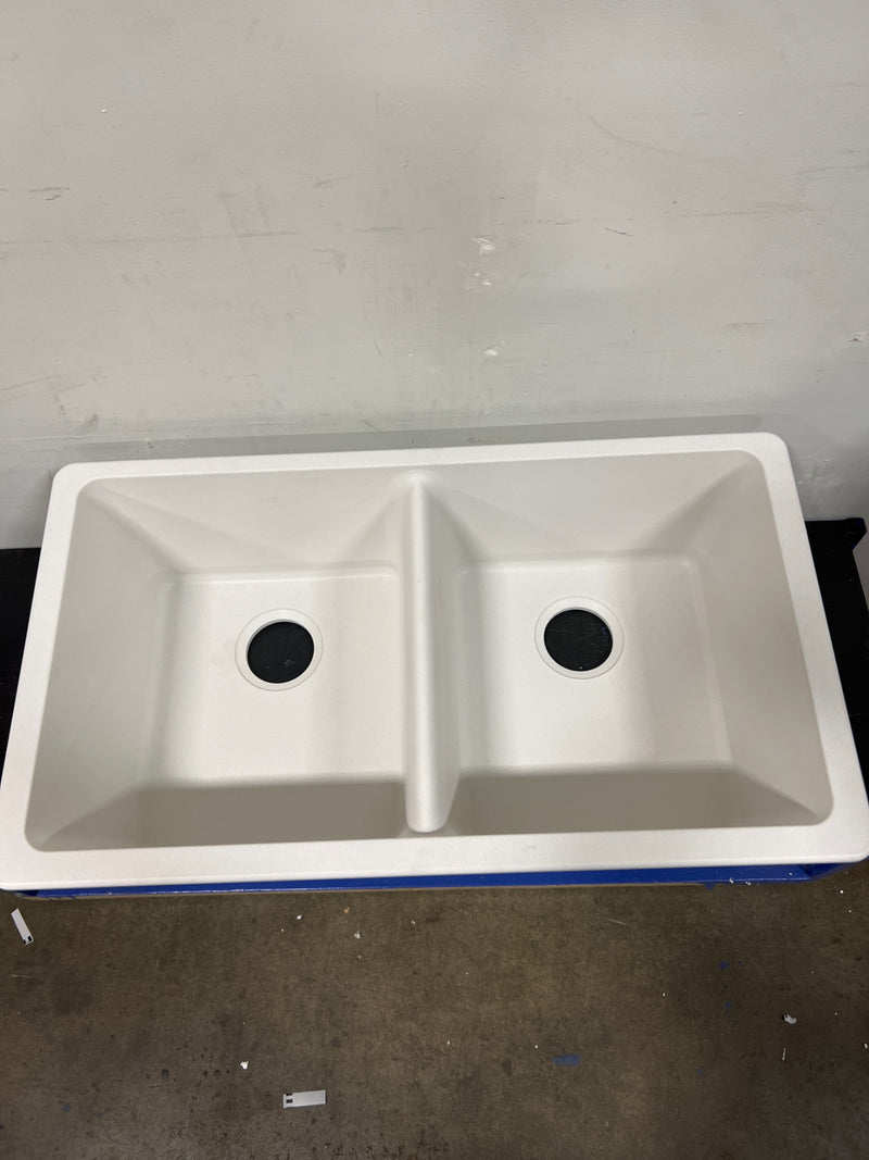 Elkay ELGU3322WH0 Quartz Classic 33" Undermount Double Basin Quartz Composite Kitchen Sink - White