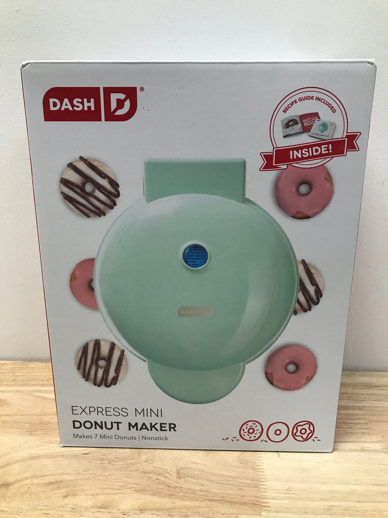 Dash express mini donut maker for kid-friendly breakfast, snacks, & desserts with non-stick surface, makes 7 doughnuts - aqua - 10.6 in l x 3.9 in h x 8.7 in w, 2.2 lbs