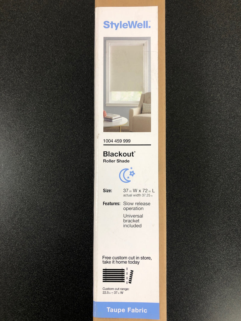 Stylewell RS-SLP-BO-3772G Cut-to-Size Taupe Cordless Blackout Fabric Roller Shade 37.25 in. W x 72 in. L