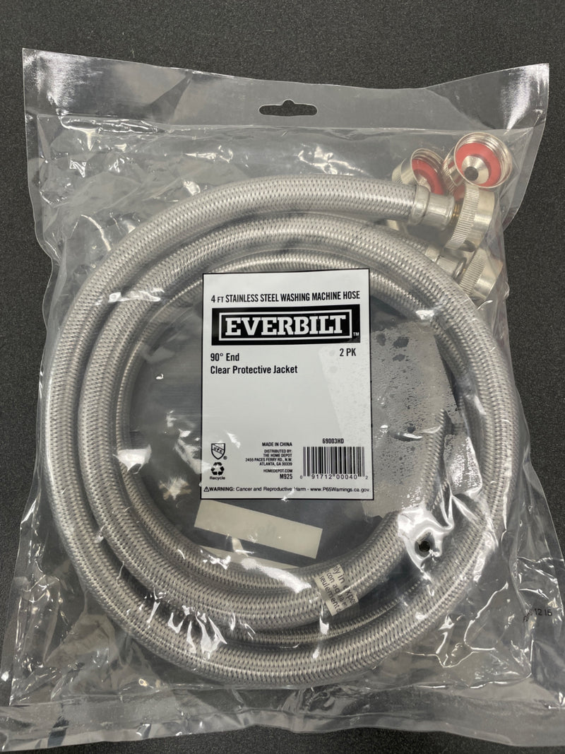Everbilt 69003HD 4 ft. Polymer Coated Stainless Steel Washing Machine Connector (2-Pack)