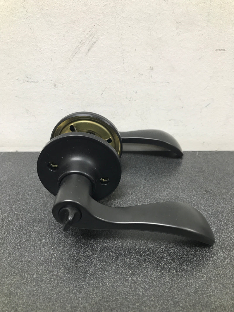 Pamex FLYE901 Solid Brass Privacy Door Lever Set from the Naples Collection - Matte Black