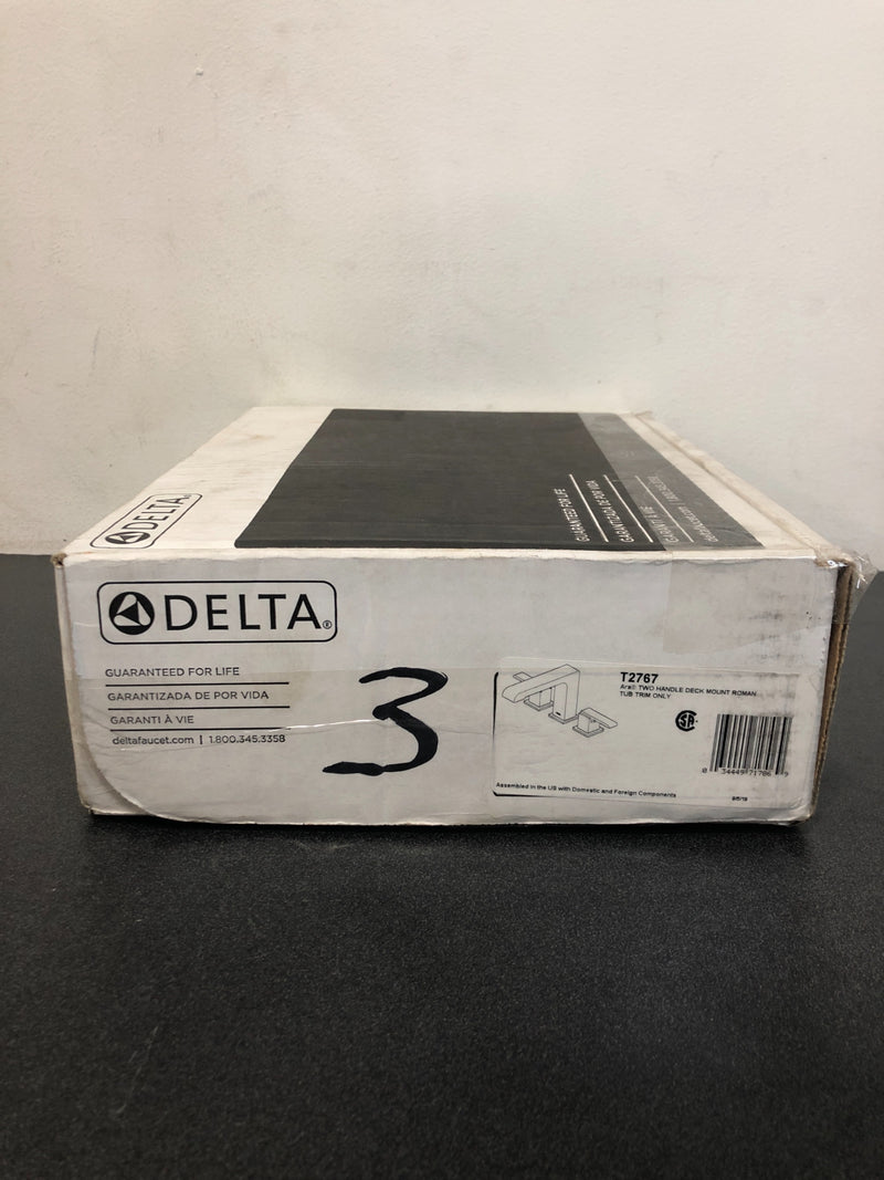 Delta Ara Double Handle Deck Mounted Roman Tub Filler Trim (Less Valve)