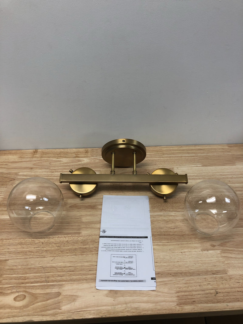 Savoy house M80046NB 16 in. W x 8 in. H 2-Light Natural Brass Bathroom Vanity Light with Clear Glass Shades
