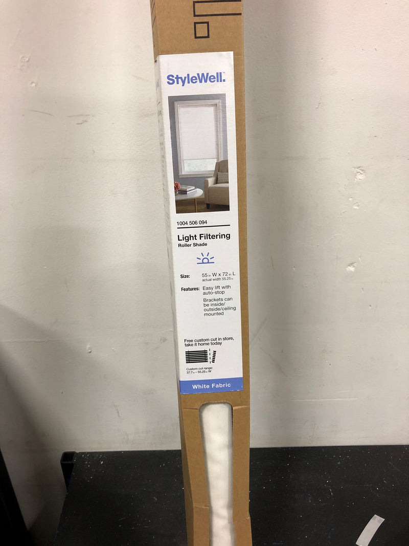 Stylewell 37-7501-40 Cut-to-Size Off White Cordless Light Filtering Fabric Roller Shade 55.25 in. W x 72 in. L
