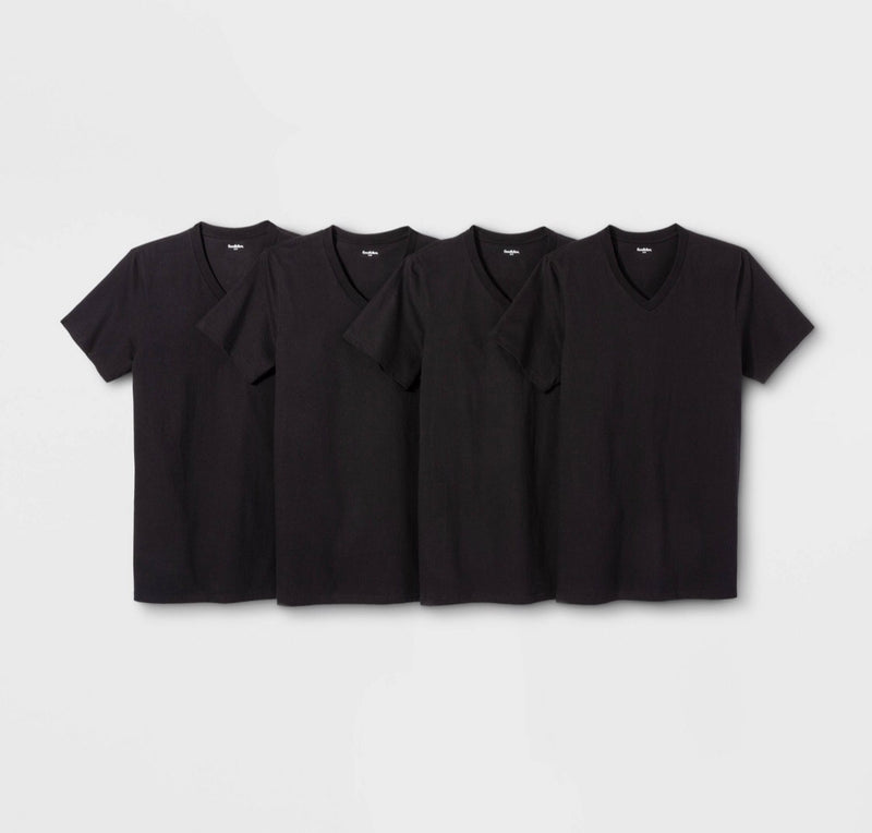 Goodfellow & co men's 4pk v-neck t-shirt - black, small