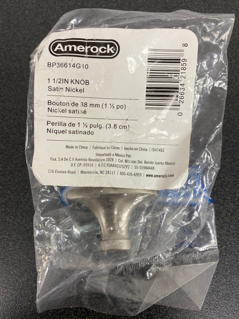 Amerock BP36614G10 Sea Grass 1-1/2 in (38 mm) Length Satin Nickel Square Cabinet Knob