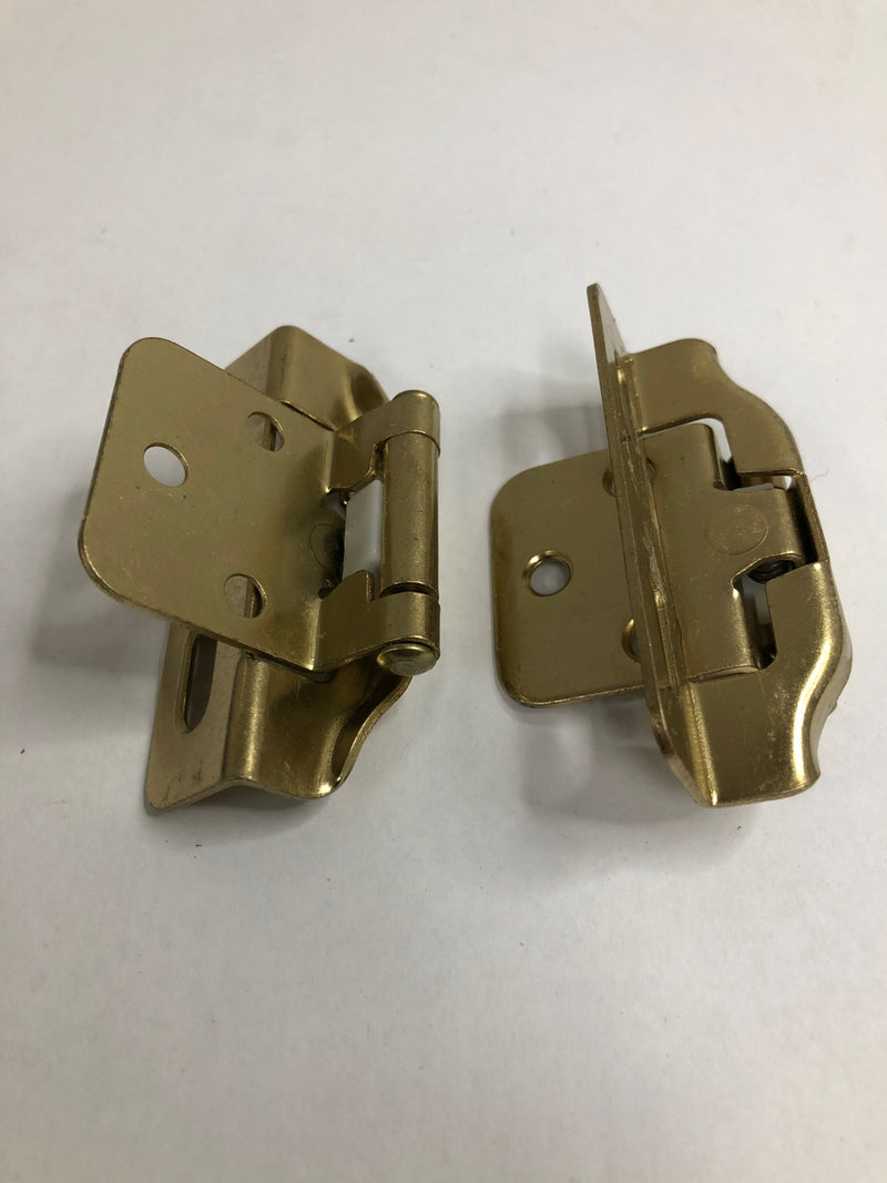 Hickory Hardware P60010F-3 1/4 Inch Overlay Surface Self-Closing Part Wrap Cabinet Door Hinge (Package of 2) - Polished Brass