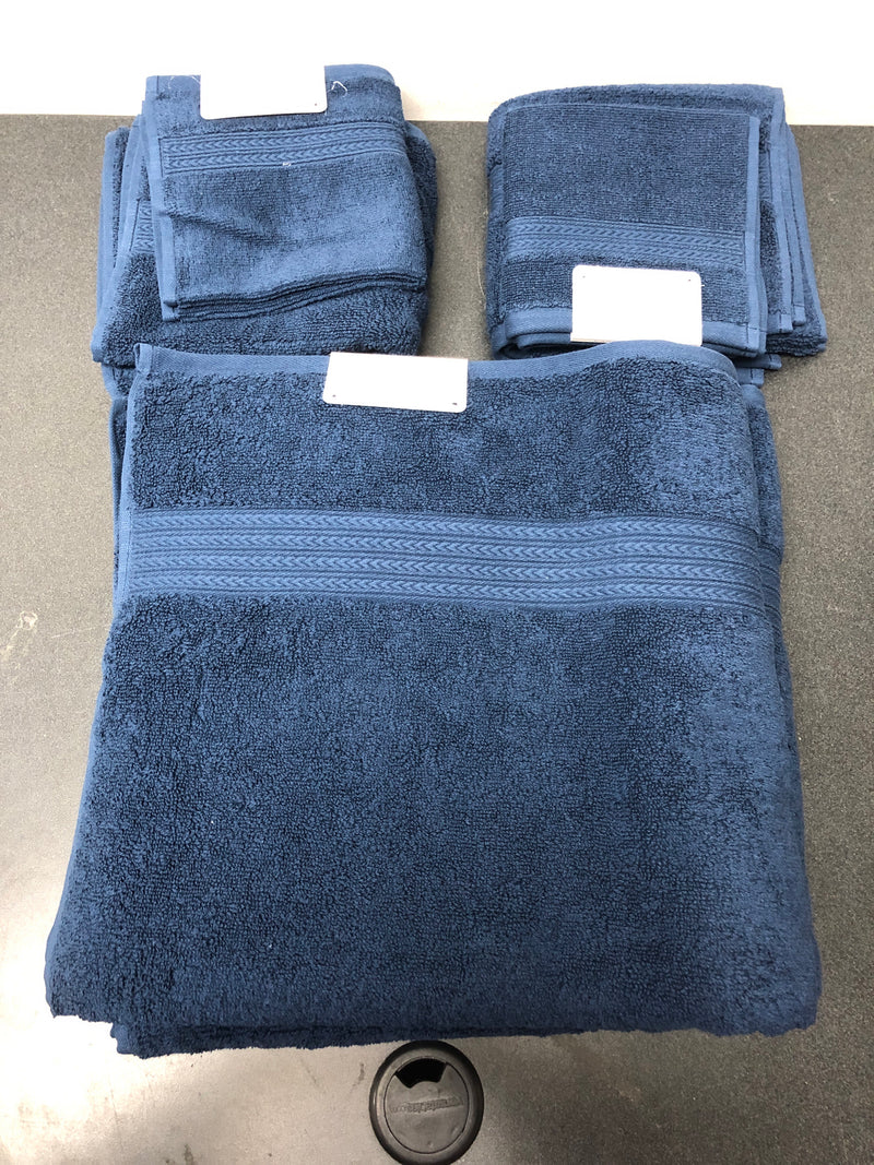 Kassatex kdk-256-n kassadesign towel set, navy bath-28x53,hand-16x30, wash-12x12