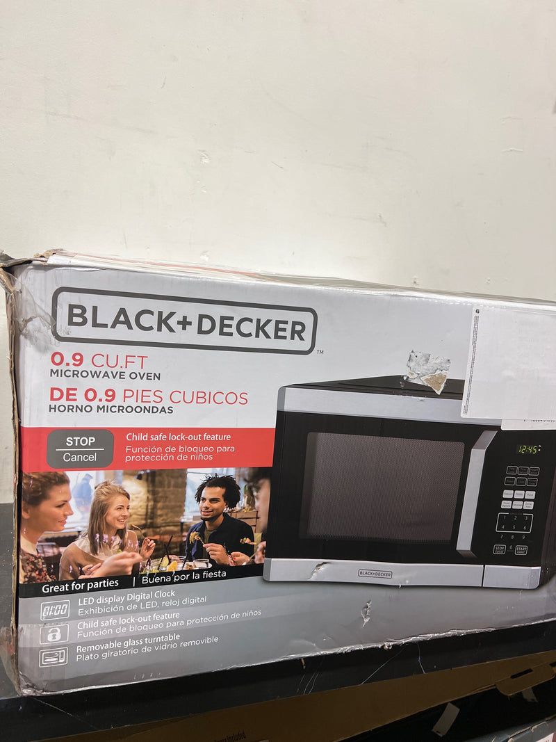 Black+decker 0.9 cu ft 900w microwave oven - stainless steel - new (tt)