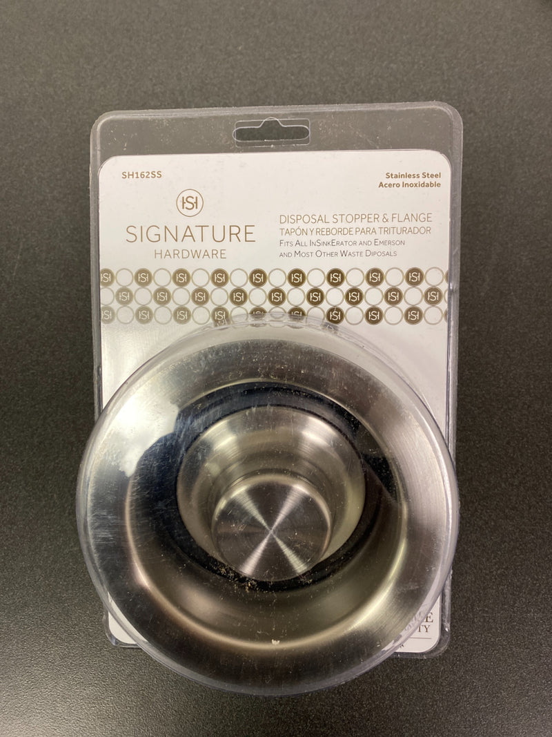 Signature Hardware Brass Disposer Flange & Stopper in Stainless Steel