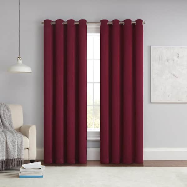 Eclipse 25116801506 Thermapanel Merlot Solid Polyester 54 in. W x 63 in. L Grommet Room Darkening Curtain