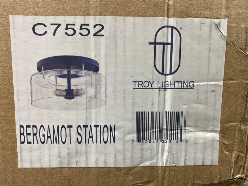 Troy lighting C7552 Bergamot Station 6.75 in. 3-Light Carbide Black and Polished Nickel Semi-Flush Mount