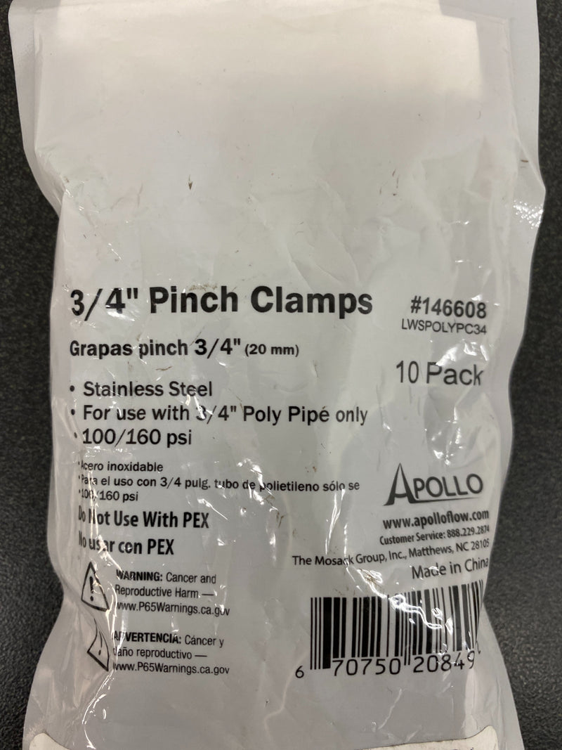 Apollo 10-Pack 3/4-in to 3/4-in dia Stainless Steel Full Clamp