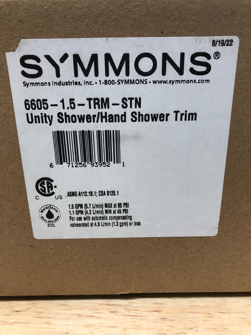 Symmons 6605-1.5-TRM-STN Unity 2-Handle 1-Spray Shower Trim with 1-Spray Hand Shower in Satin Nickel (Valves Not Included)