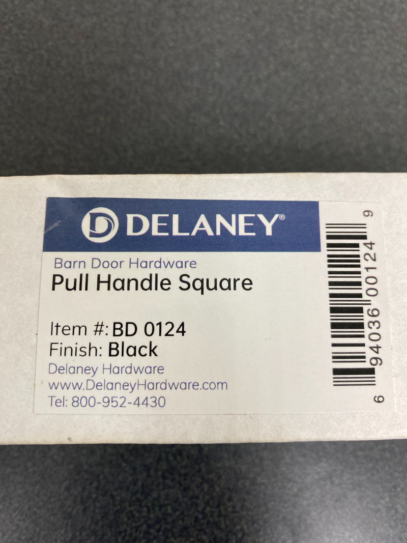 Delaney hardware BD0124 6-1/2 in. Black Barn Door Hardware Square Pull Handle