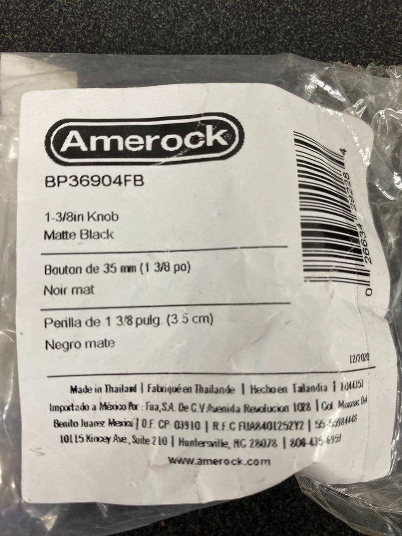 Amerock BP36904FB Versa 1-3/8 in. Dia (35 mm) Matte Black Cabinet Knob