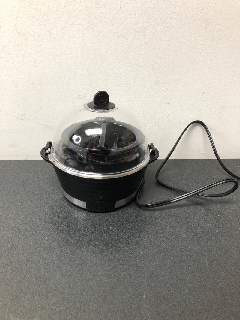 Chefman rapid egg cooker, 6 egg capacity w/ removable poaching/omelette tray - black, new