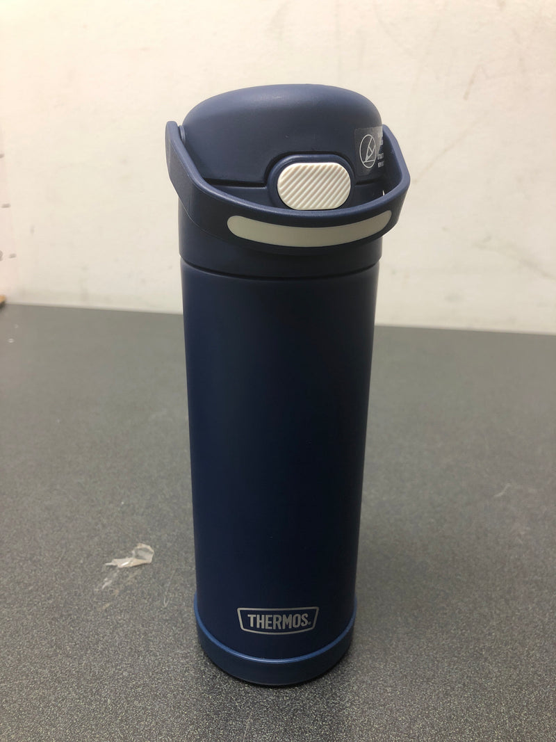 Thermos funtainer 16 ounce stainless steel vacuum insulated bottle with wide spout lid, navy