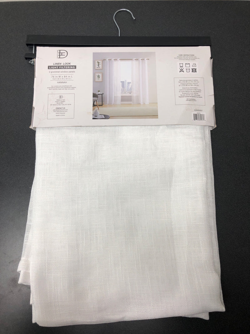 Dainty home HAN7684WH White Linen Grommet Sheer Curtain - 38 in. W x 84 in. L (Set of 2)