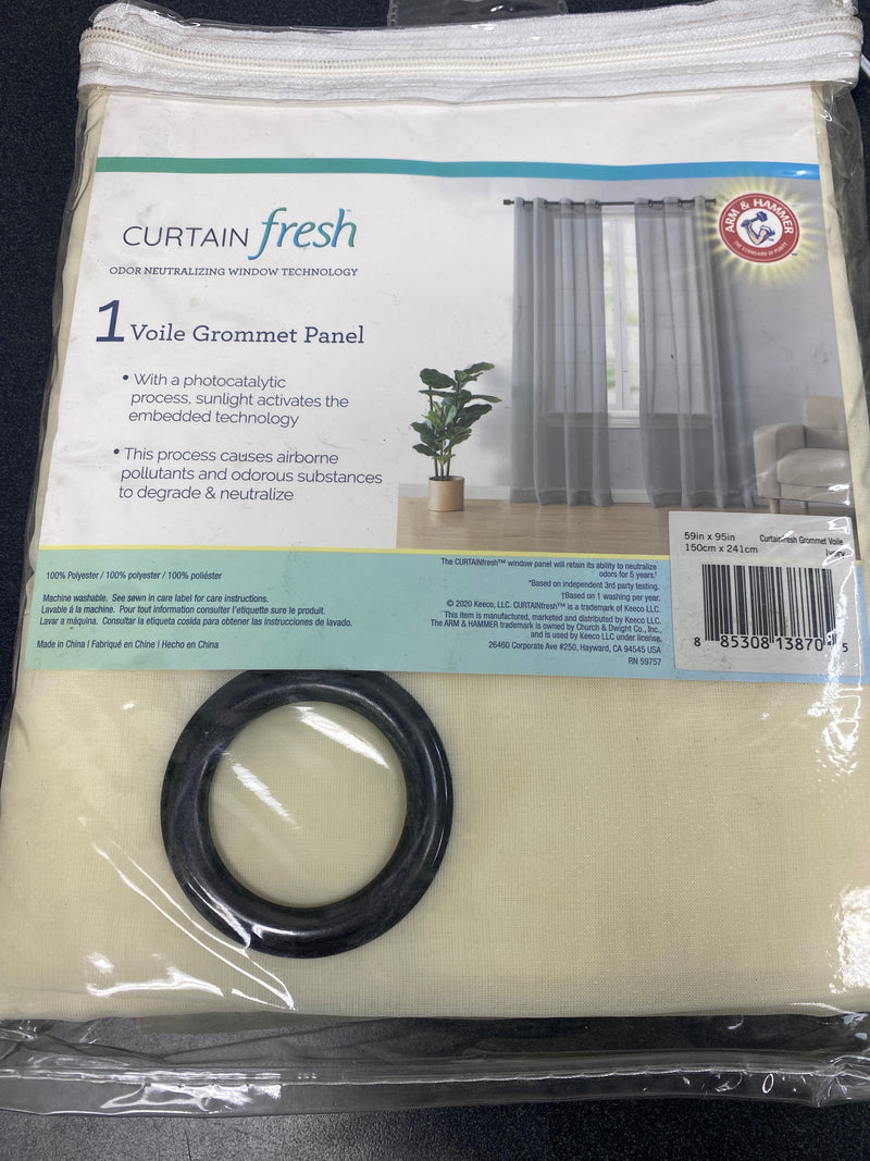 Curtain fresh 11497059X095IV Curtainfresh Ivory Solid Polyester 59 in. W x 95 in. L Sheer Single Grommet Top Curtain Panel